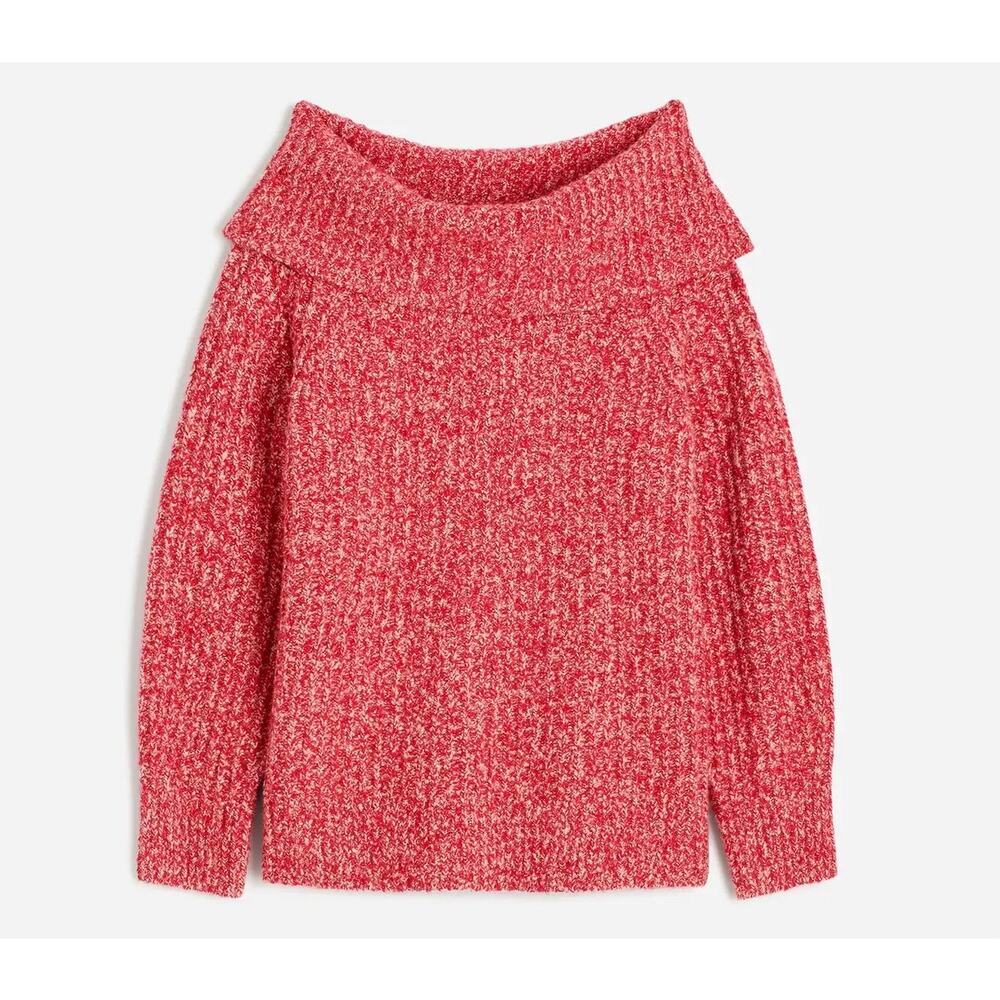 Madewell Off the Shoulder Sweater Size XS Pale Blush Chunky Knit Cotton wool